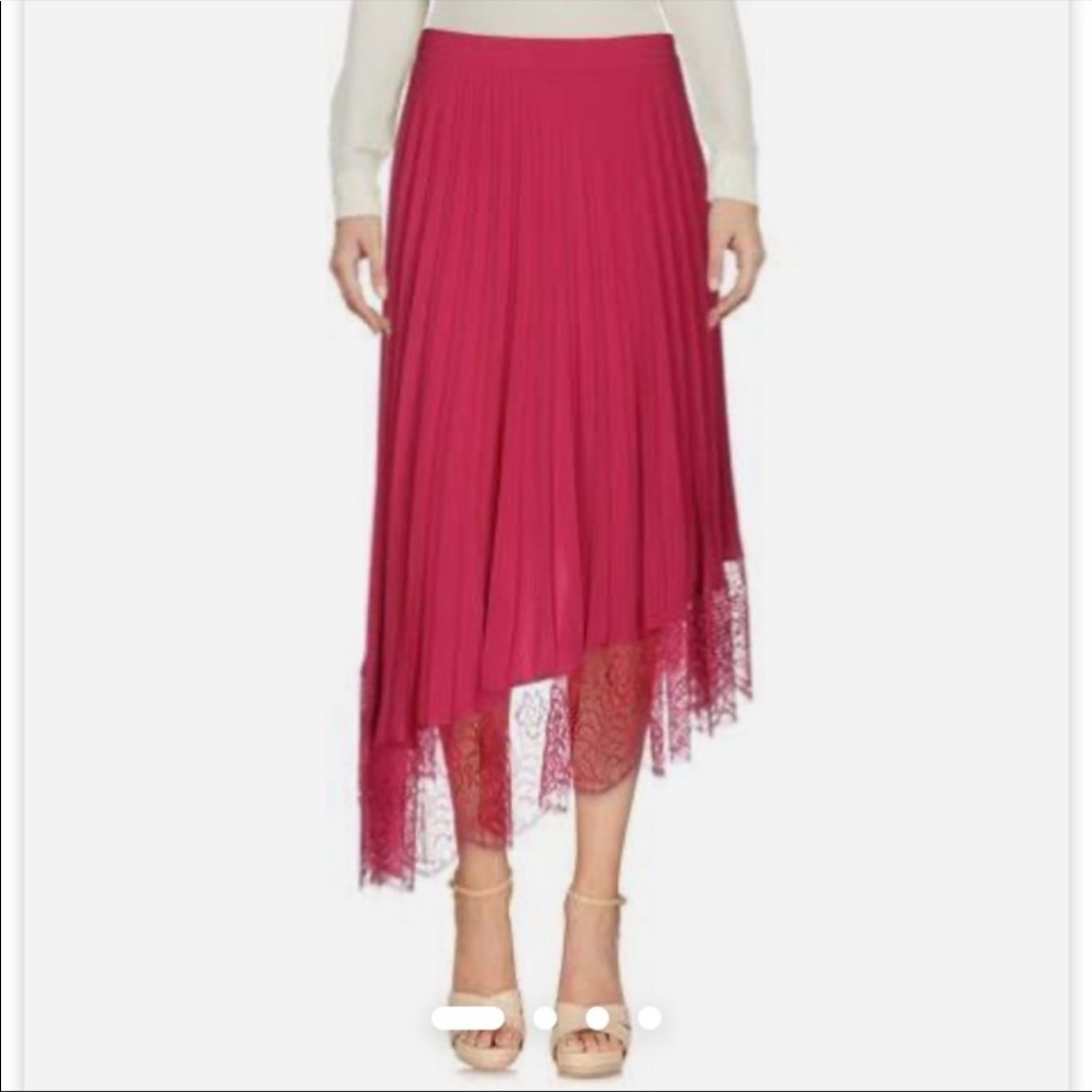 ALC Adele Pleated Asymmetrical Lace Trim Skirt